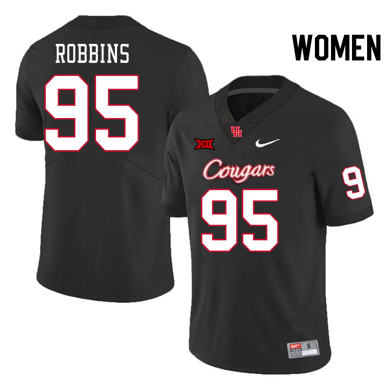 Women #95 Taleeq Robbins Houston Cougars Big 12 XII College Football Jerseys Stitched-Black - Click Image to Close
